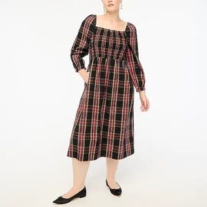 J. Crew Factory Black and Red Plaid Midi Dress
